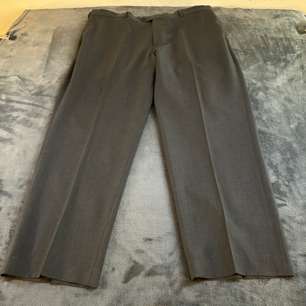 Savane Dress Pants Gray Business Casual Career Straight Flat Front Mens 40x30"